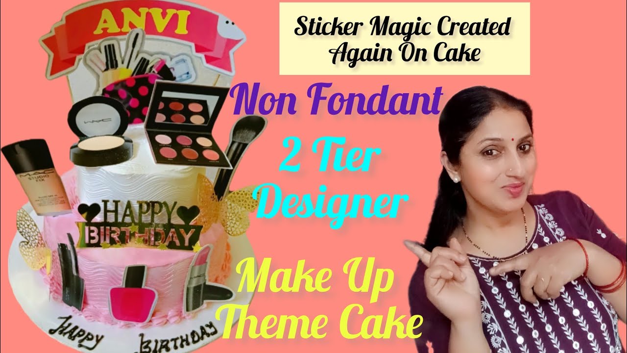 Budget Friendly Make Up Theme Cake 🎂 #nonfondant #youtubevideos #cake #viral