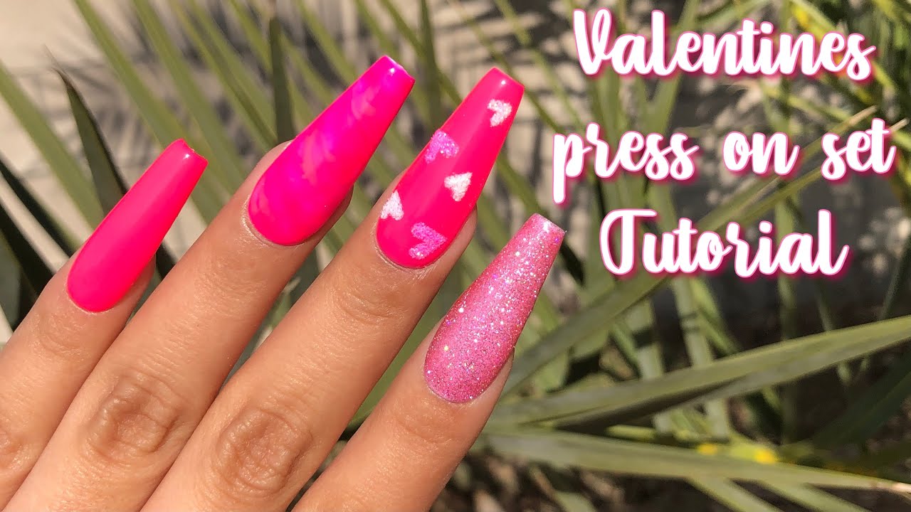 Valentines press on nails tutorial YouTube