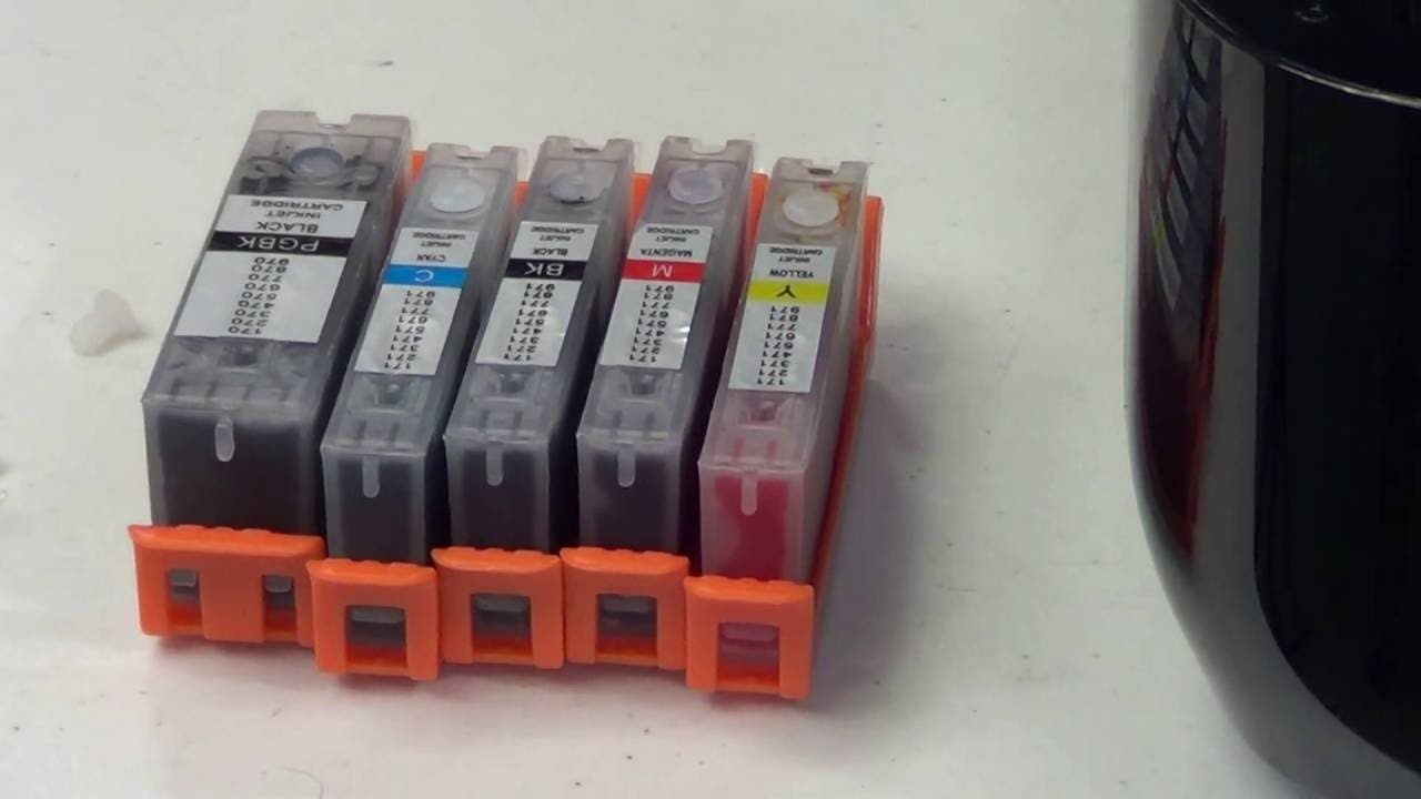Como rellenar cartuchos recargables auto reseteables Pgi570 / Cli571 y  imprimir con tinta comestible - YouTube