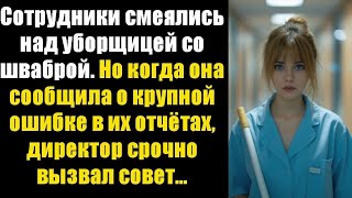 видео: Сотрудники смеялись над уборщицей со шваброй. Но когда она сообщила о крупной ошибке в их отчётах... картинка: Сотрудники смеялись над уборщицей со шваброй. Но когда она сообщила о крупной ошибке в их отчётах...