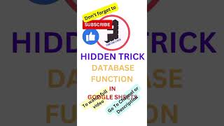 Master Advanced Database Functions in Google Sheets | #Shorts