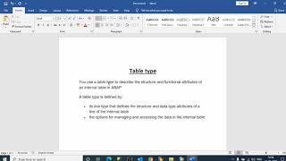 table type in abap dictionary
