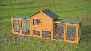 Coziwow 82″L 3 Compartment Double Rabbit Hutch | CW12G0598/CW12M0440/CW12B0721/CW12S0732