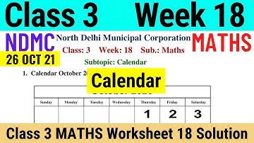 NDMC Class 3 Maths Week 18 Worksheet 18 (26/10/21) | worksheet 18 class 3rd maths worksheet Solution