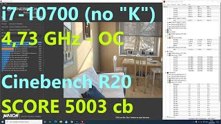 i7-10700 (non K) _ Cinebench R20 - SCORE 5003 cb