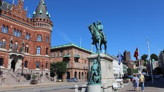 (HD) Helsingborg Sweden City Walk: a very charming city, about 4 km sailing from Helsingør Denmark