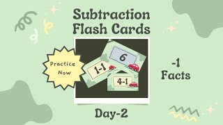 Subtraction Flashcards for kids grade 1,2,3 | Minus1 day 2|#flashcards#kids#learning#mathfacts#math