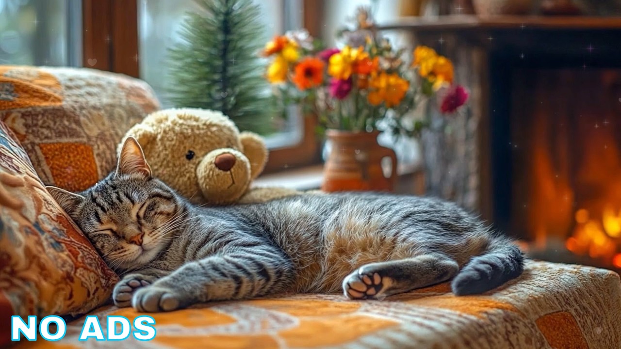 Relaxing Music For Cats 🔥 Cat Piano Music & Fireplace Style Atmosphere Supporting Cat Rest