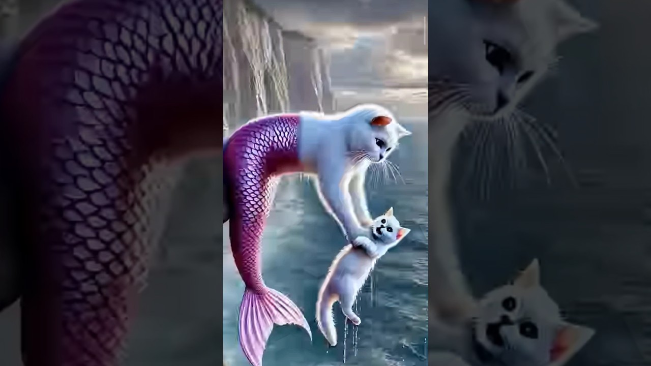 Mermaid cat saves kitten separate from its mother 🙀😻 