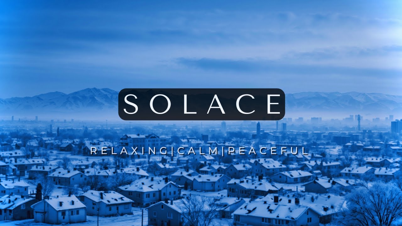 Blue Winter Cityscape – Calm Snowfall with Relaxing Music