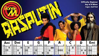 How to Play 'RASPUTIN' by Boney M. (Capo 2) | Beginner Guitar Play-Along   TAB, Chords & Lyrics