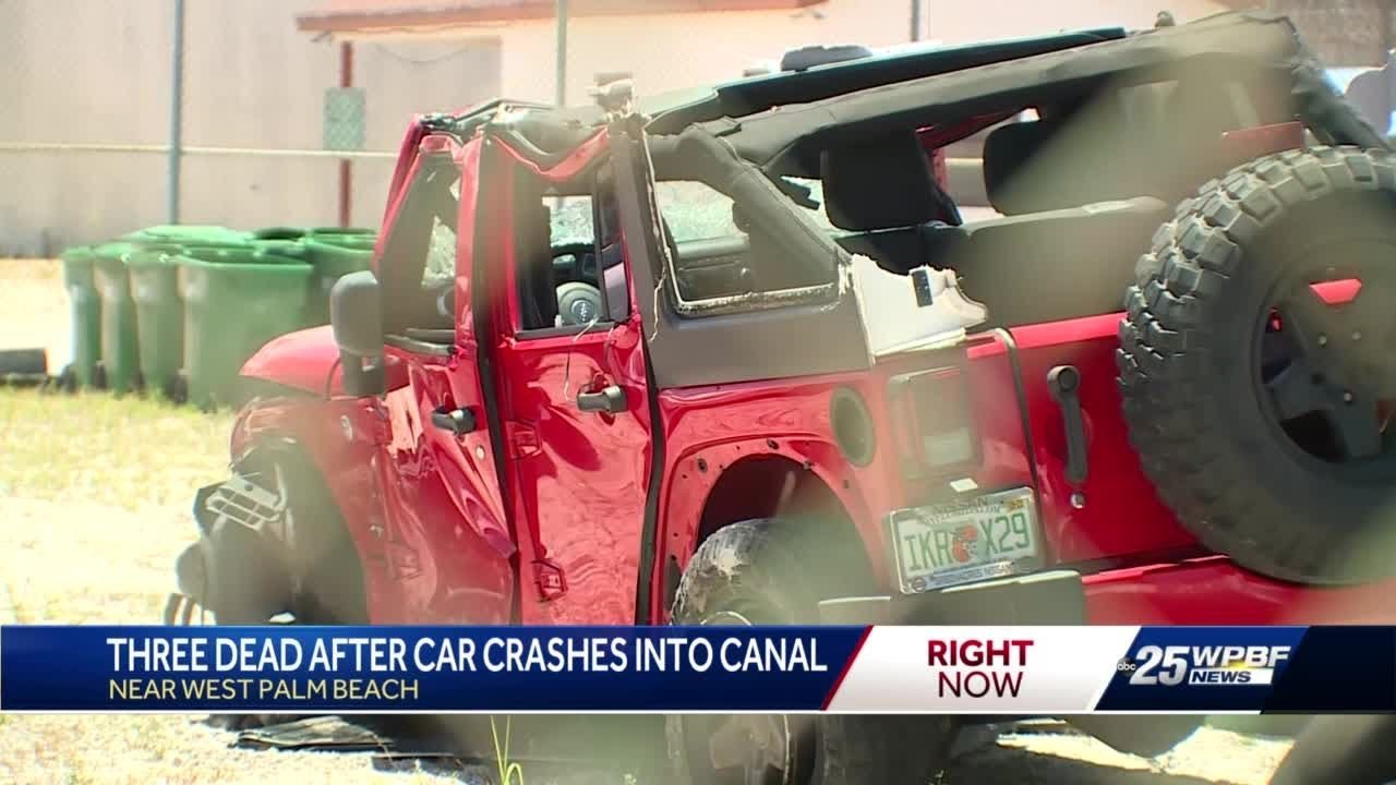 Three dead after car crashes into canal near West Palm Beach - YouTube