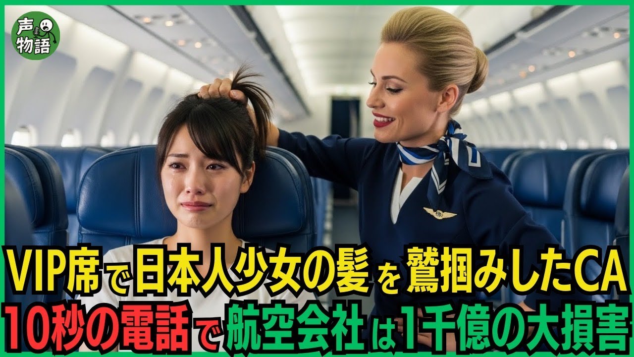 ファーストクラス席に着席寸前の日本人少女の髪を鷲掴みして引きずり降ろしたアメリカ人の客室乗務員。10秒の電話で航空会社は1千億の大損害を受ける羽目になった