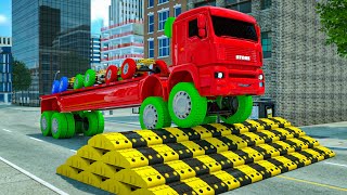 Dos camiones grandes transportan autos deportivos y ruedas monstruosas  ¡COCHES y MOTOCICLETAS