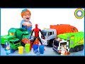 Garbage trucks for children with blippi fan  learn rubbish trucks  min min playtime