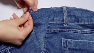Learn how to increase the waist size of your favorite jeans without a sewing machine