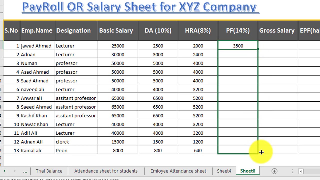 How To Make Salary Sheet Payroll Or Payslip In Excel 16 Youtube