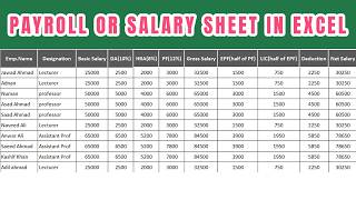 How to make salary sheet || Payroll or Payslip in excel 2016 screenshot 4