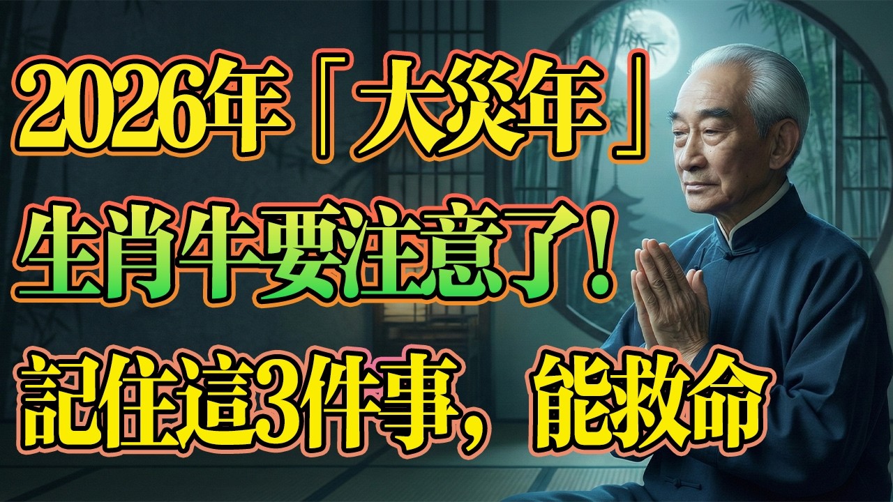 南懷瑾：2026年是「大災年」，生肖牛要註意了，如果不躲這三種色，家運財運兩頭空！ #南懷瑾 #屬牛2026運勢 #穿衣風水 #因果 #改命
