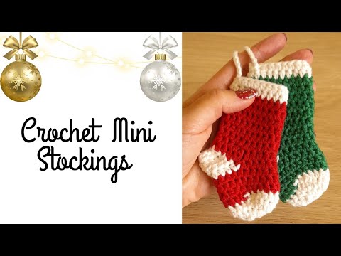 Crochet Mini Christmas Stockings, Crochet Stockings [Quick Easy Pattern]