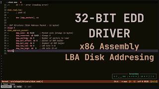 ASMR Programming: Writing BIOS EDD 32-bit LBA Disk Driver (x86 Assembly) - No Talking