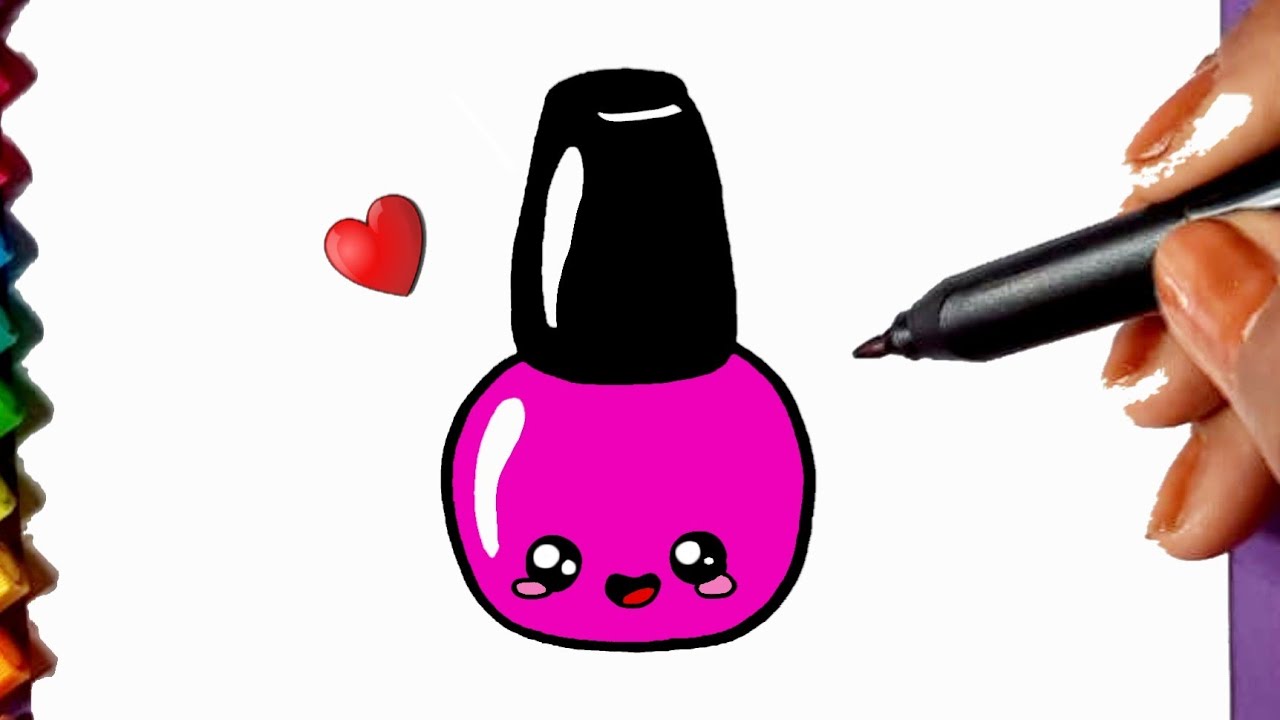 Como desenhar Esmalte fofo Kawaii ❤ Desenhos Kawaii - Desenhos para Desenhar  