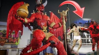 The Carnival Devil mocks Jesus, just like in the carnival in Rio de Janeiro, Brazil.