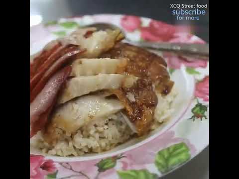 Thailand street food -Eat a plate of Char Siew Rice for 1 dollar, more meat than rice