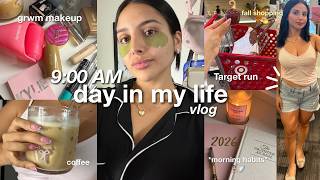 9AM día productivo en mi vida romantizando mañanas lentas, target run grwm makeup,habítos buenos☀️🤍