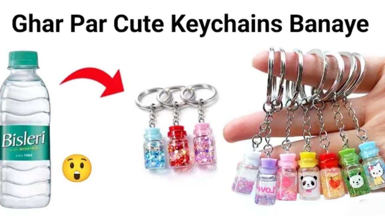 DIY Homemade initial letter shaker keychain😍/homemade glass keychain/keychain making