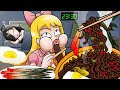 Gwangjji secretly makes and eats BLACK BEAN NOODLES, KIMCHI, EGGS without tell her sleeping sister