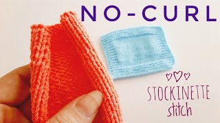 Ho to knit: No-curl knitting stitch | no-roll borders with garter stitch for stockinette stitches
