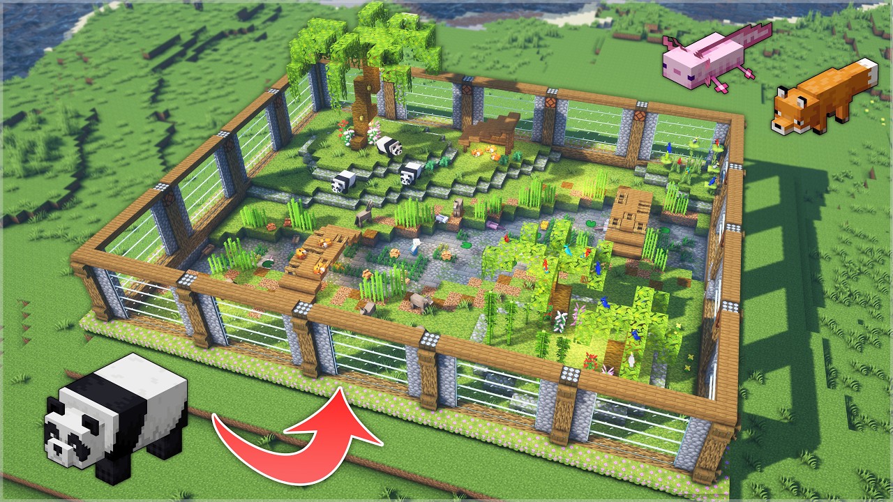 ⛏️ Minecraft :: How to build a Beautiful Animal Enclosure 🦊 [마인크래프트 화려한 ...