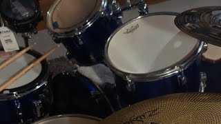 jamming on drums set