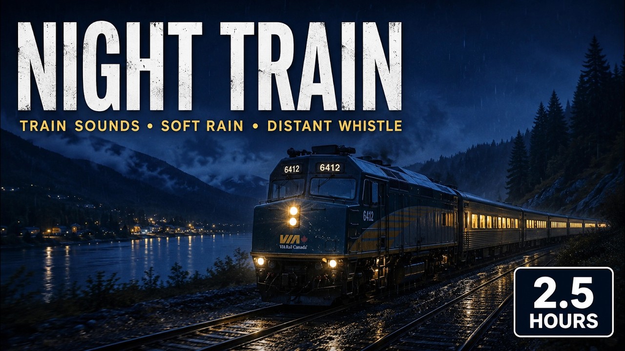 Train Sounds for Sleep  Night Rail Ambience & Distant Whistle | 2,5 Hours