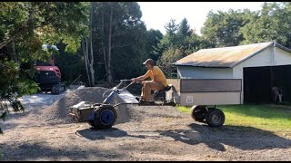 Moving topsoil with electric BCS and Ravenna utility trailer
