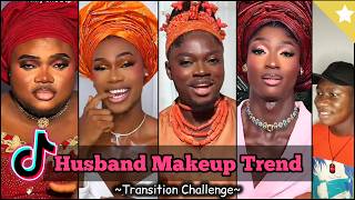 Viral Men Makeup/Transition Challenge 🔥 - New Tiktok Husband Makeup Trend - Tiktok Dance Challenge