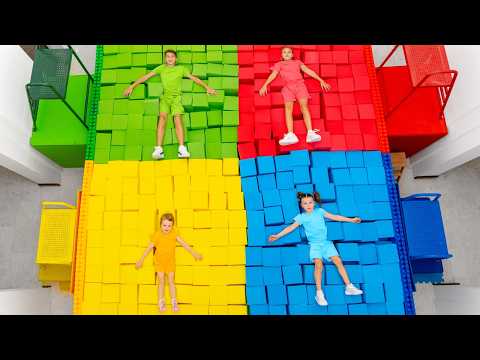 Adventures In Colored Giant Foam Pit! 🌈📦✨