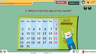 CLASS FIVE ENGLISH UNIT 5 DAYS IN A CALENDAR LESSONS 5-7