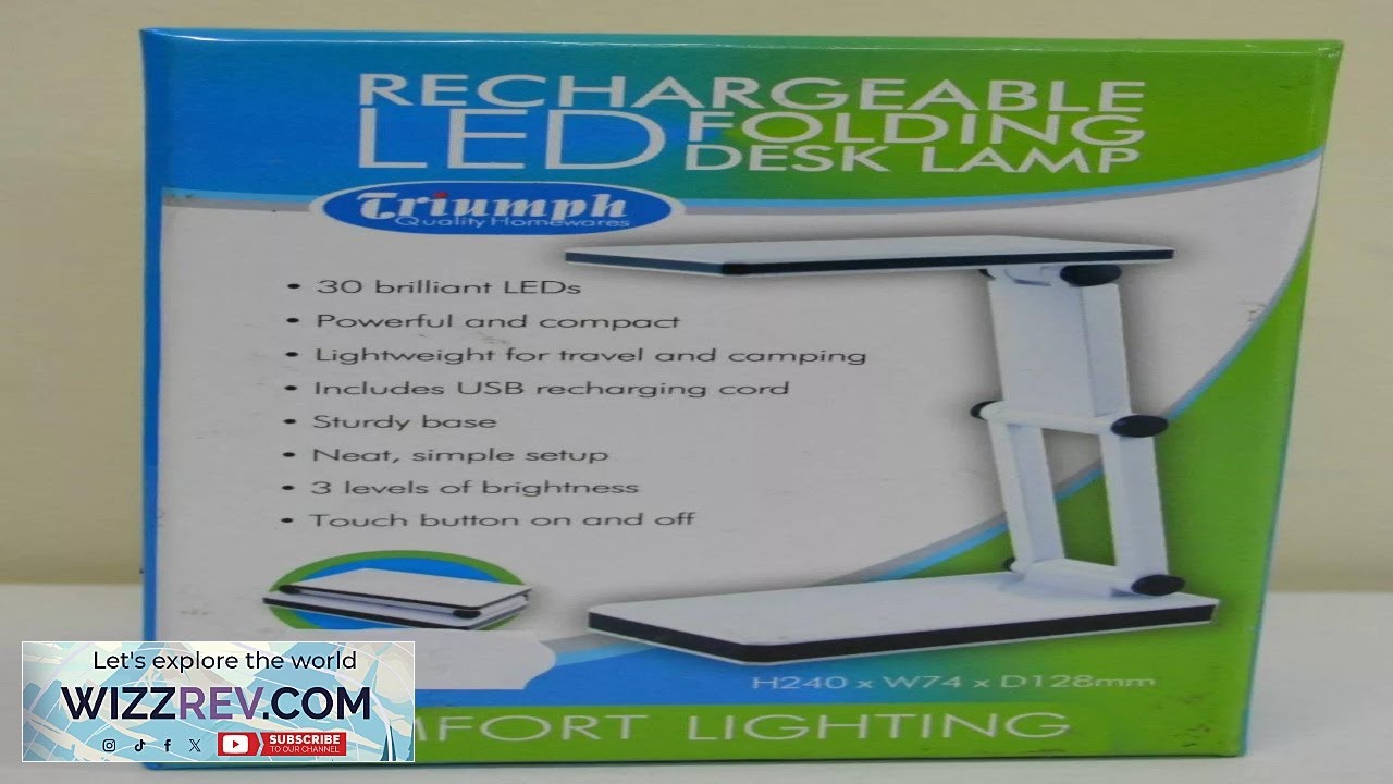 WHITE Triumph Rechargeable Folding Desk Lamp Table Craft Sewing Hobby LED USB