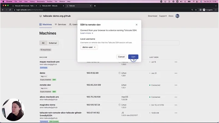 Tailscale SSH Console