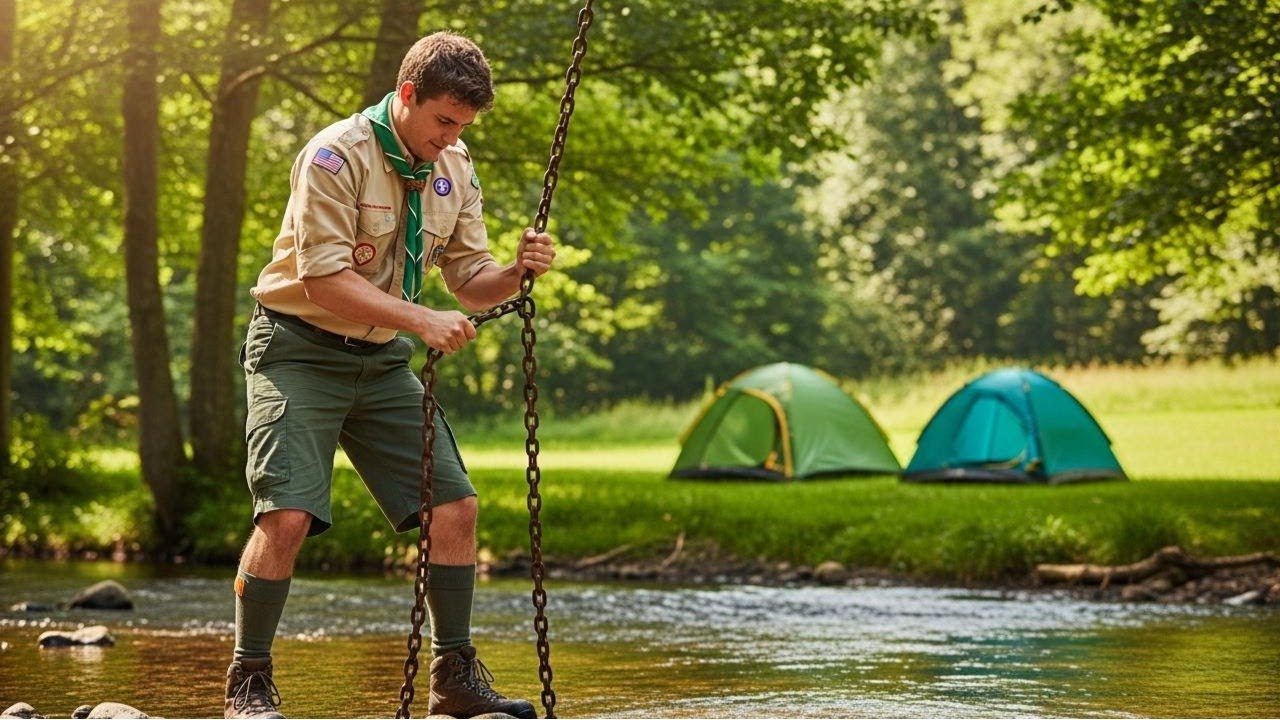 When the Boy Scout pulled the chain out of the creek, the sight made him cry.