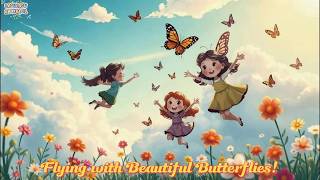 🦋🌈☁️ Flying with Beautiful Butterflies! – Butterfly Adventure Song for Kids | LaguLaguAnakKecil ✨🎶🌸