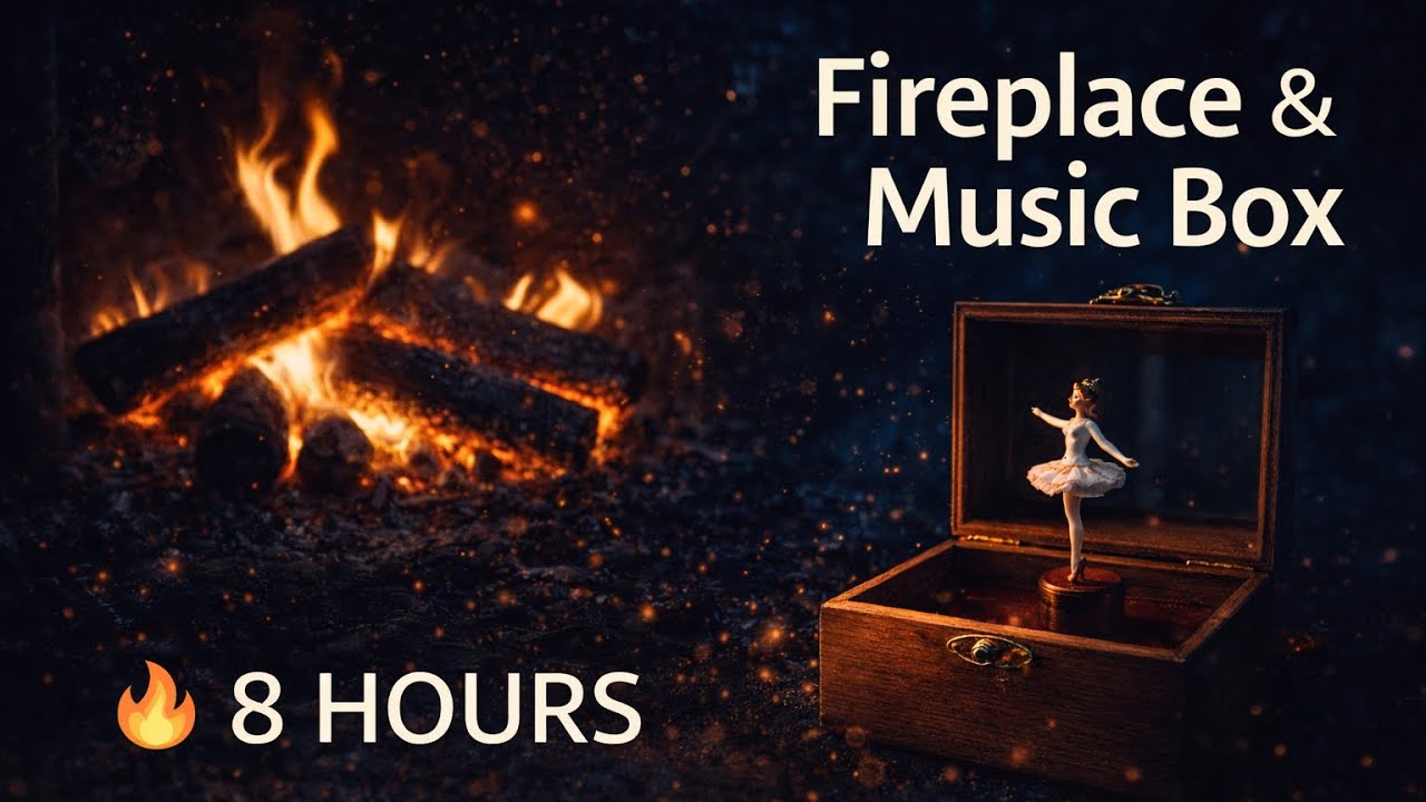 Fireplace & Music Box for Deep Sleep 🔥✨ 8 Hours Relaxing Sounds