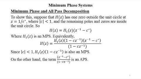 Lec 18 DSP Video All Pass Systems Minimum Phase Systems ,Properties of Minimum Phase Systems