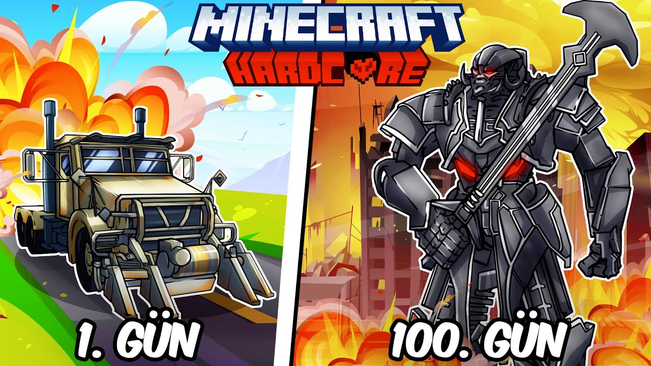 Hardcore Minecraft'ta MEGATRON Olarak 100 Gün Geçirmemin Hikayesi...
