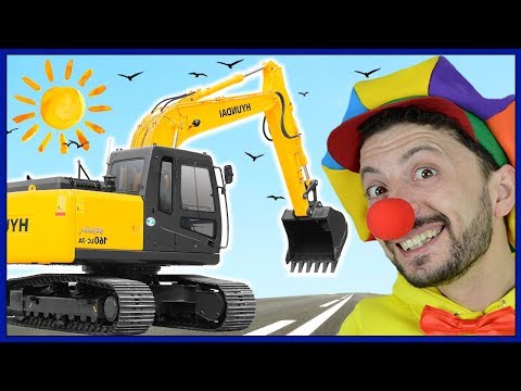 Excavator & Concrete Spreader in Road Construction for kids