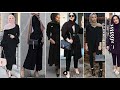 لعاشقات اللون الأسود🖤 تنسيقات ملابس للمحجبات لشتاء 2020  black lookbook hijab☔