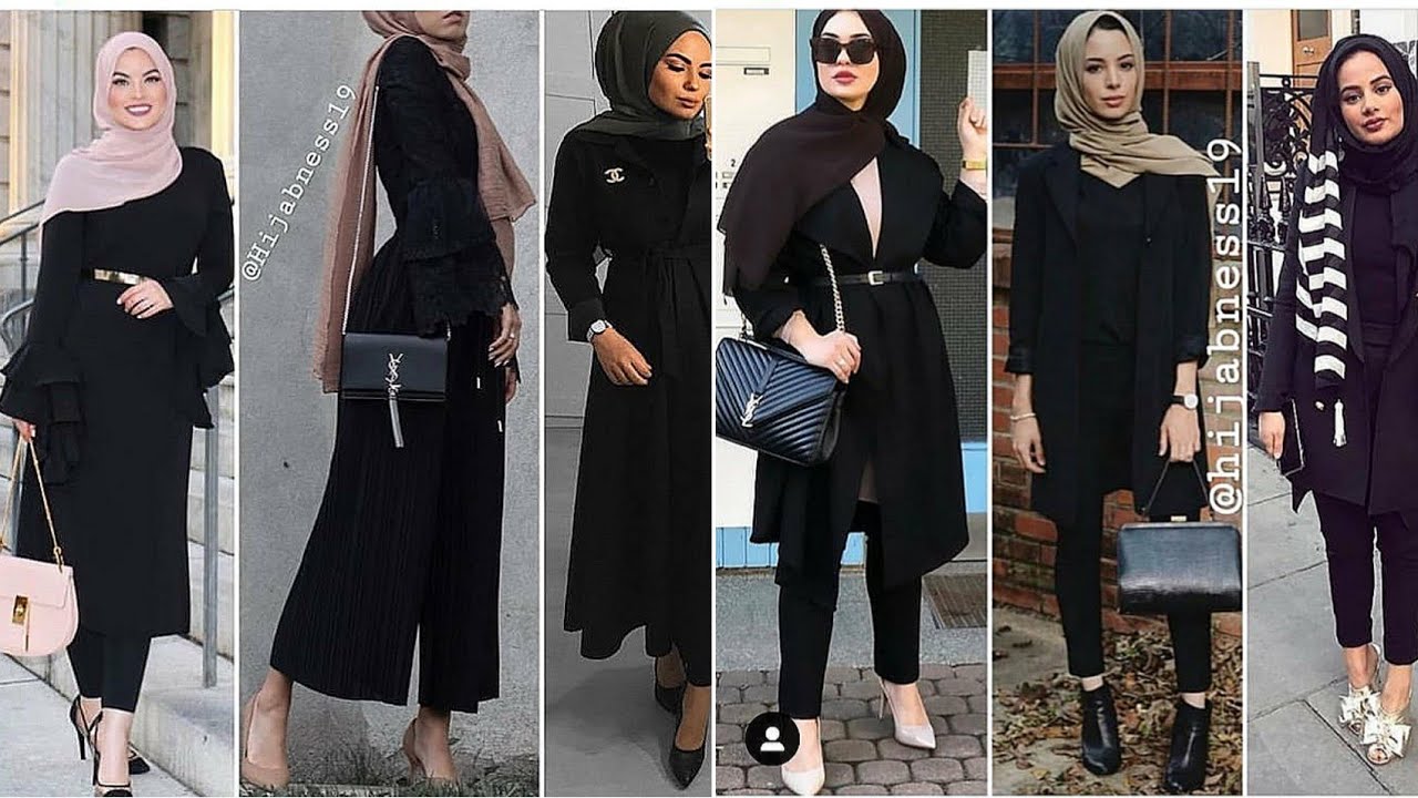 لعاشقات اللون الأسود تنسيقات ملابس للمحجبات لشتاء 2020 Black