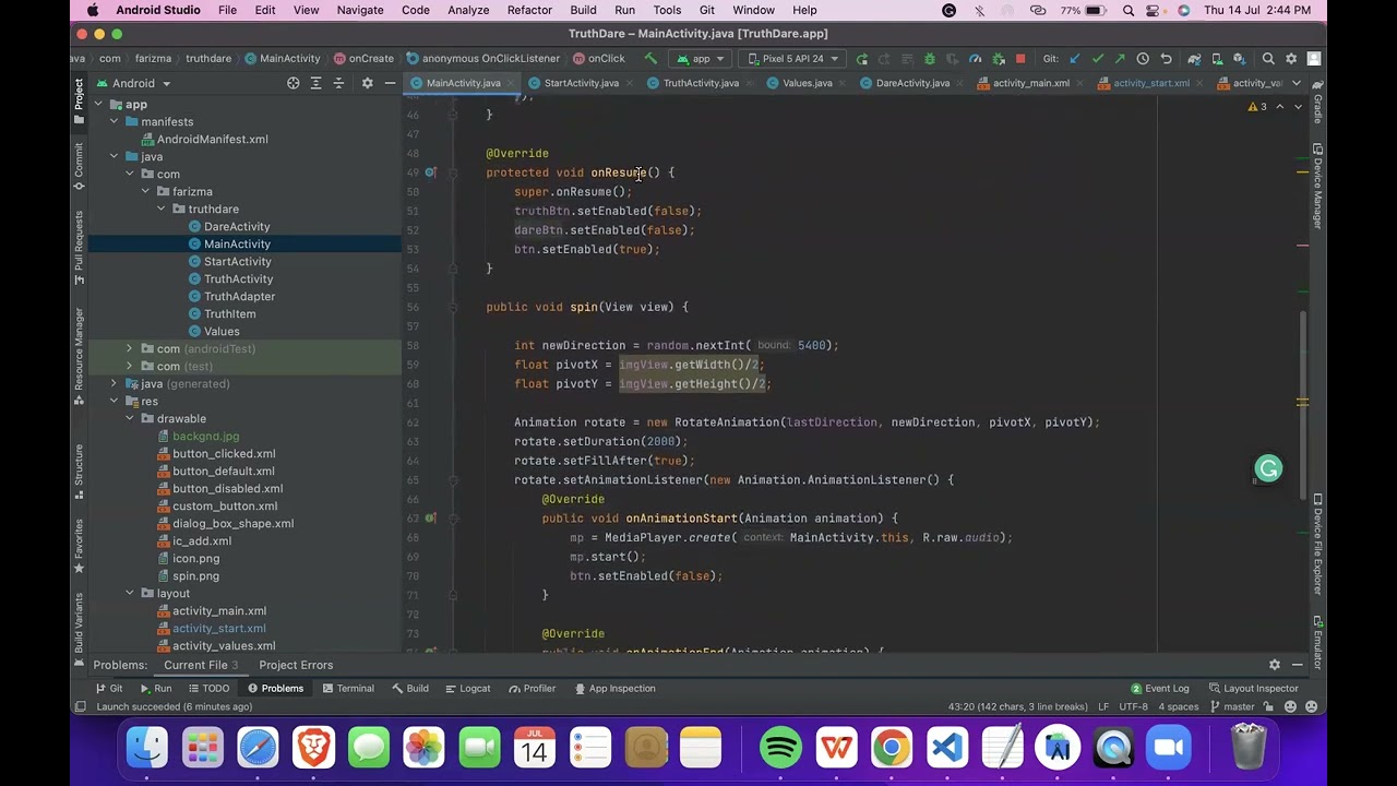 Truth and Dare Game! A M.A.D lab project using Android Studio